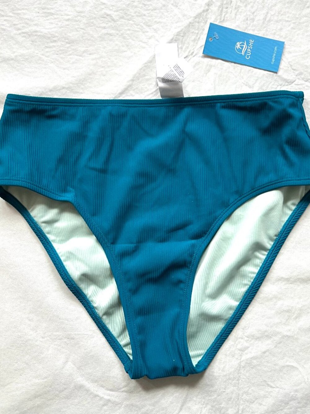 Cupshe bikini bottom blue ribbed womens Small swimsuit swimwear swim bottoms